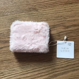 pale pink faux fur wallet
